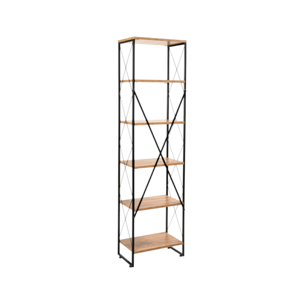 Metal Bookcase with Wooden Shelves D0014 - Image 3