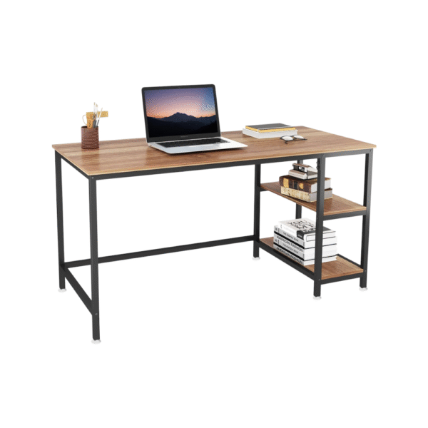 Wooden Desk with Metal and Shelves D006