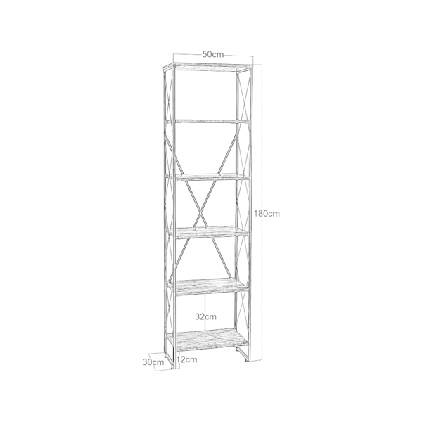 Metal Bookcase with Wooden Shelves D0014 - Image 5