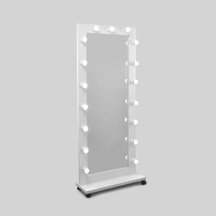 Hollywood white mirror with wheels M02106