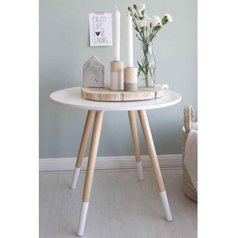 ترابيزة جانبية-أبيض&بيج M0641