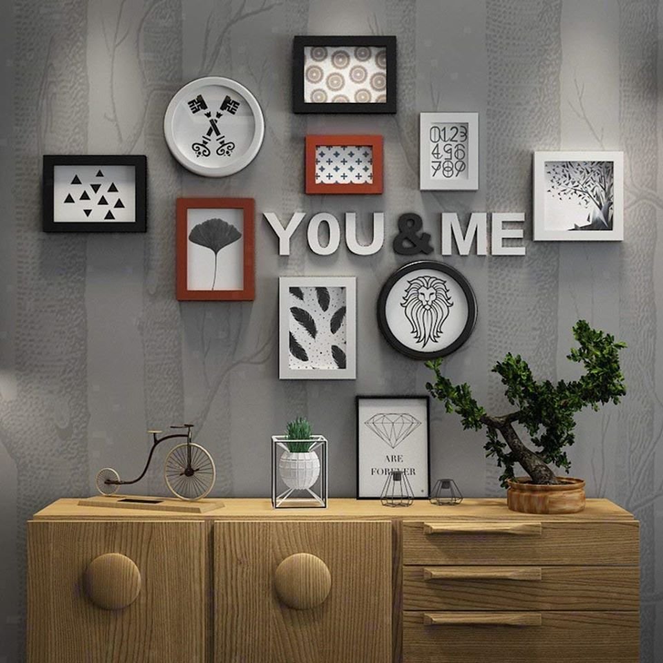 wall gallery 9 frames and you&me letters FT105