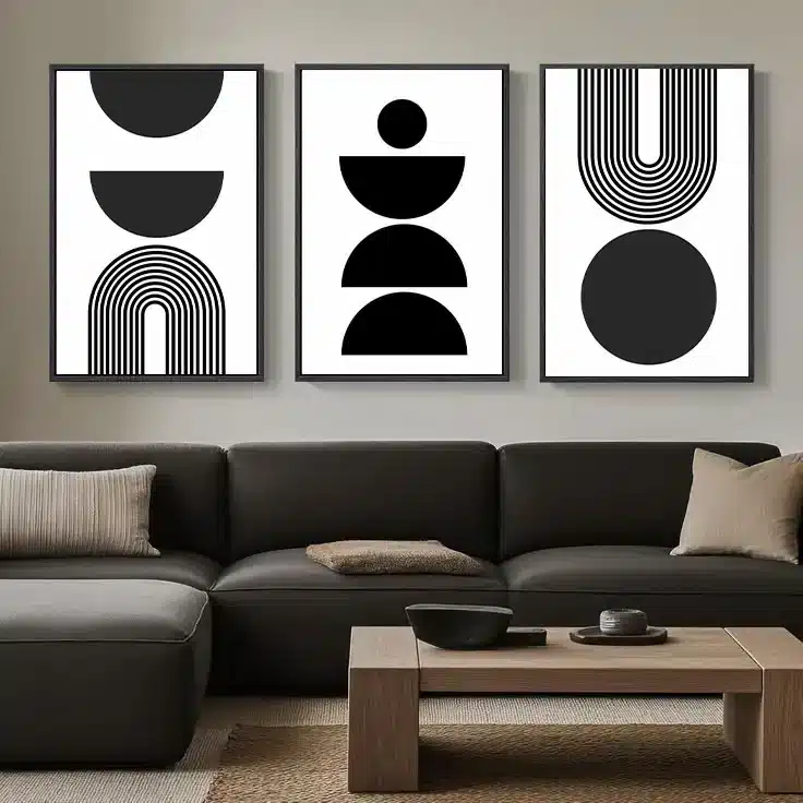 Black and White Geometric Wall Art Set - Image 3