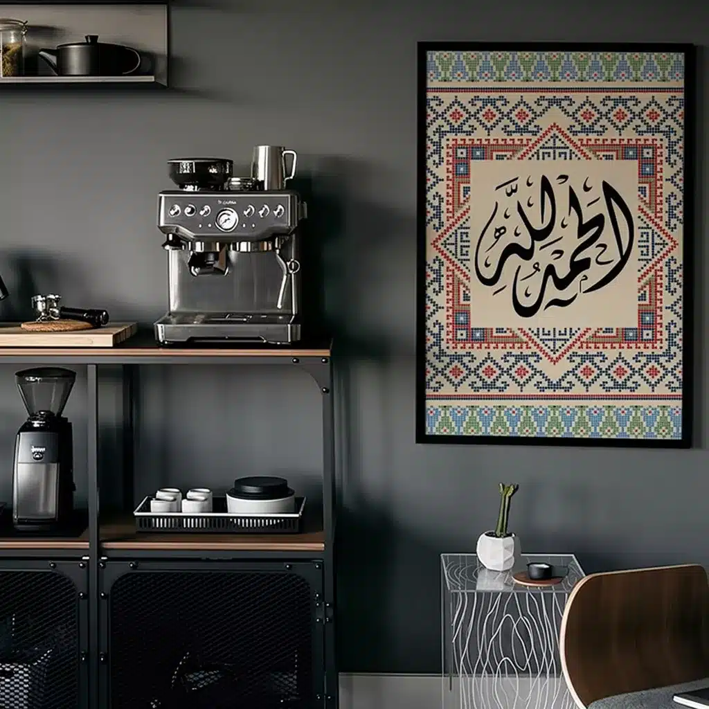 تابلوه مودرن للديكور من الخشب الطبيعي والزجاج بلمسة من الفن الاسلامي - الصورة 3