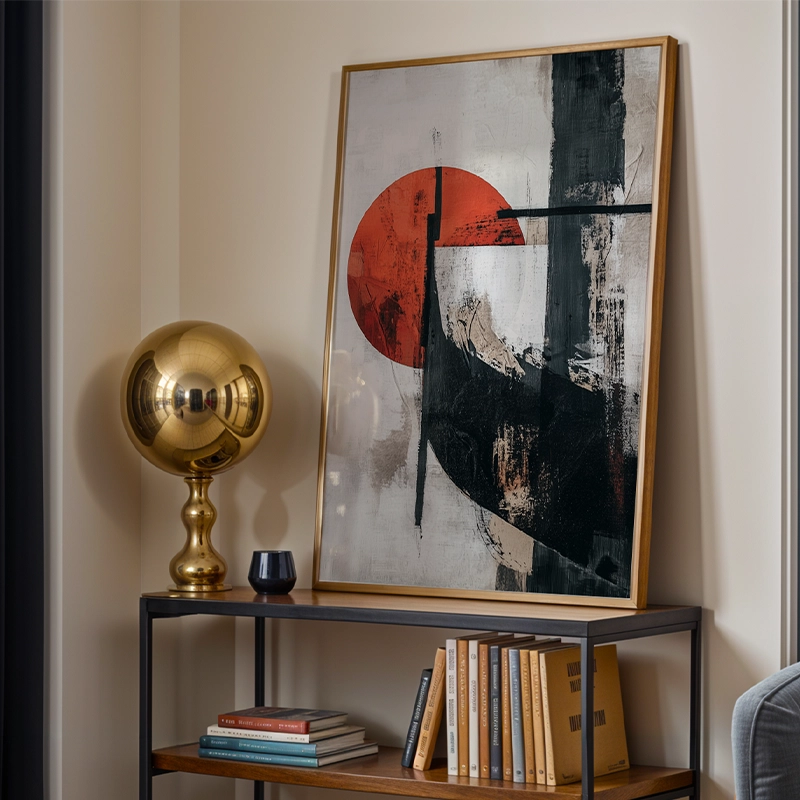 "Red Horizon: Abstract Balance"